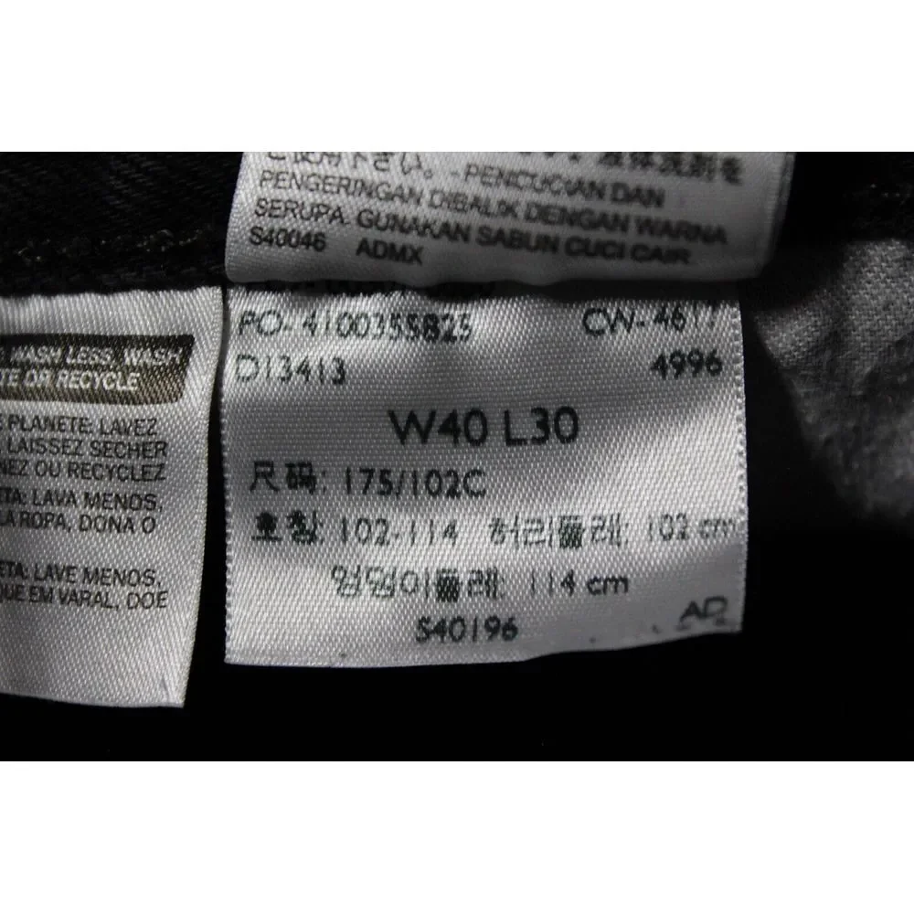 Levi's Jeans Mens 40x30 Black Denim 501 Orginal‎ Fit Stretch American Cowboy